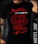 Черна тениска с щампа LA MUERTE RED SNAKE, снимка 1 - Тениски - 41568383