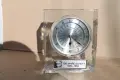 Немски рядък настолен часовник със стъклен корпус, снимка 1