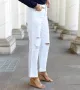 Дамски дънки Pugliesia White Mom Fit с кръпки , снимка 3