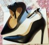 Черни остри обувки на ток, снимка 1 - Дамски обувки на ток - 40507881