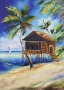 "Уют под палмите" Картина 70х50см, Маслена живопис с шпакла, снимка 1