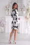 Рокля “Black & White Floral Chic” – Дамска рокля с реглан ръкав и трапецовидна линия арт.1544, снимка 4