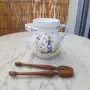 Старинно керамично гърне за кисели краставички + щипка , снимка 2