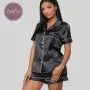 Дамскa сатенена пижамка с къс ръкав 🪶Zefirra Black Elegance🪶 пижамен сет, снимка 6