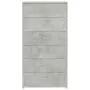 vidaXL Бюфет с 6 чекмеджета, бетонно сив, 50x34x96 см, инженерно дърво, снимка 4
