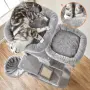 Драскалка за котки Light Gray 206 см – XXL катерушка с 2 къщички, хамак и площадки, снимка 5