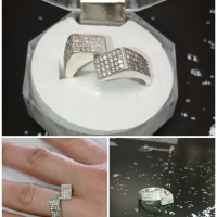 Сребърен пръстен с камъчета безплатна кутия за подарък , снимка 1 - Пръстени - 44773633