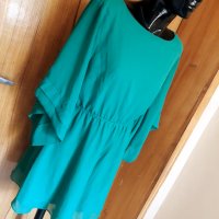 Тюркоазено-зелена феерична ефектна къса рокля Л, снимка 4 - Рокли - 33870162