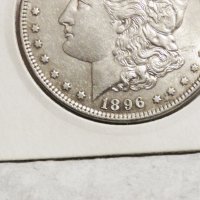 Много Рядък голям сребърен долар, морган долар, MORGAN DOLLAR, ONE DOLLAR - 1896 г., непочистван и в, снимка 2 - Нумизматика и бонистика - 35996280