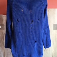 💙Пуловер в кралско син цвят с ефектни дупки🔵м/л🟦16 лв.🔝, снимка 2 - Блузи с дълъг ръкав и пуловери - 35665176