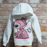 Нов детски суичър с дигитален печат Розов Стич (Stitch) в цвят бял меланж, снимка 6 - Детски анцузи и суичери - 42730185