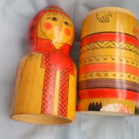 Винтидж СССР, съветска руска мамтрьошка, дървена гнездяща кукла, поставка за бутилка водка, снимка 3 - Колекции - 40199254