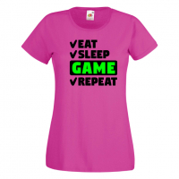 Дамска тениска Game 6 Eat,Sleep,GameRepeat,Ядене,Спане,Геймс, снимка 6 - Тениски - 36420394