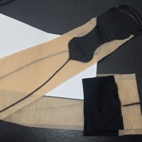 Нови еротични чорапи в телесно и черно, с черен ръб и пета, снимка 4 - Бельо - 42643241
