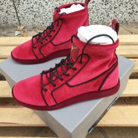 GIUSEPPE ZANOTTI Red Velvet High Top Sneakers Мъжки Велурени Кецове size 41, снимка 6 - Кецове - 42383947