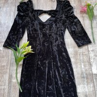 Нова парти официална коктейлна рокля черно кадифе еластична , снимка 4 - Рокли - 39059156