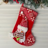 2513 Коледен чорап за подаръци и украса Весел Снежко, снимка 2 - Декорация за дома - 34596364