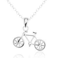 Сребърно колие с велосипед., снимка 1 - Колиета, медальони, синджири - 39299032
