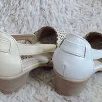 Летни обувки, бели и бежови, код 475/ББ2/40, снимка 6 - Дамски обувки на ток - 40665055
