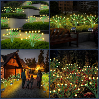 Слънчеви градински светлини, светулки, декоративни, водоустойчви - 4 пакета, топло бяло, снимка 7 - Соларни лампи - 44827349