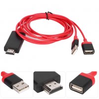 HDMI кабел за телефон към телевизор, iPhone iPad Android, Цифров AV адаптер 1080P, снимка 4 - Аксесоари за Apple - 39729945