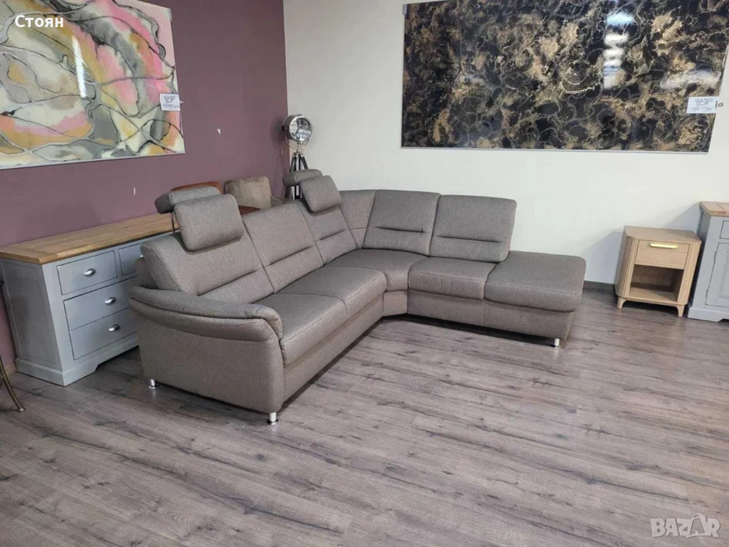 ПРОМОЦИЯ!!!Светло кафяв ъглов диван от плат, снимка 1