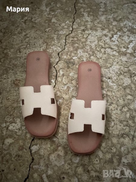 Дамски чехли HERMES бежови, снимка 1