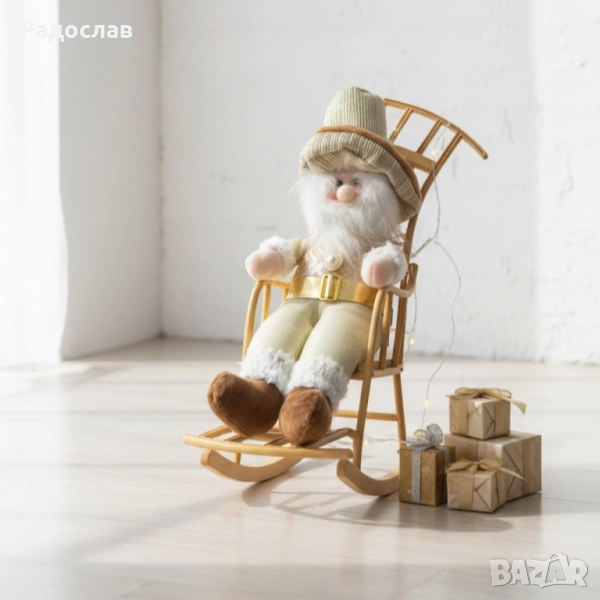 Декоративен Дядо Коледа с люлееща се шейна!, снимка 1