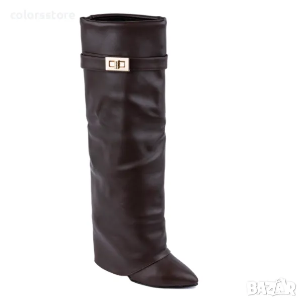 Ботуши на платформа - тъмнокафява кожа - K-40, снимка 1