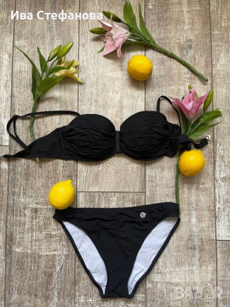 Бански черен костюм Push-up ефект  сет от две части твърда повдигаща чашка, снимка 1