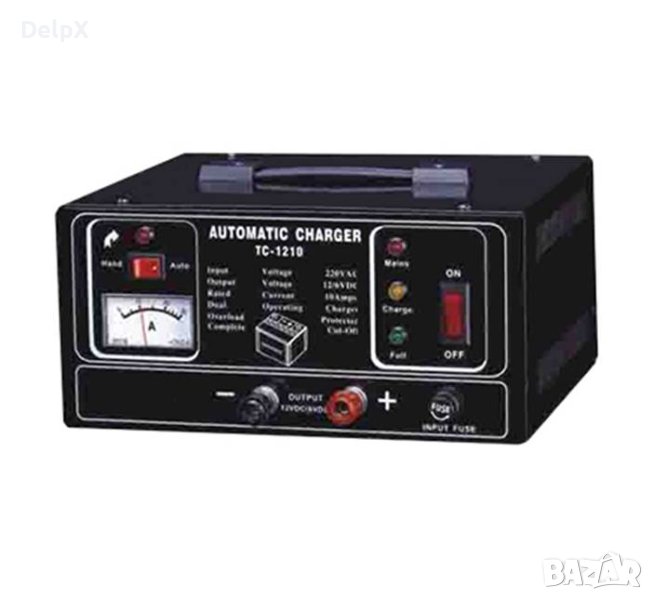 Мрежово комбинирано зарядно TC-1210 за оловни акумулатори с кабели 6V/12V 10A, снимка 1