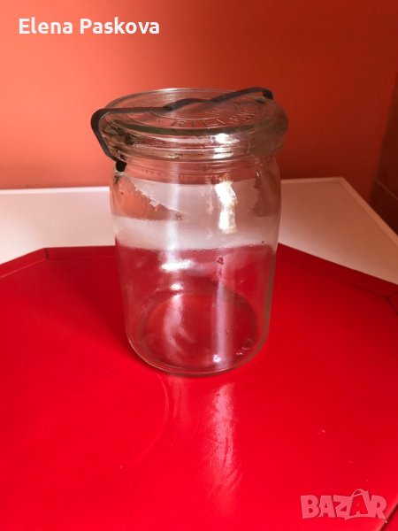 буркан немски, стъклен капак, метална скоба за затваряне - 1 л., снимка 1