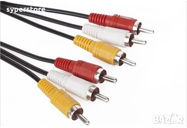Кабел Три RCA Чинча към Три RCA чинча Мъжки 1.5м VCom SS001339 Cable 3xRCA-3xRCA M/M, снимка 1