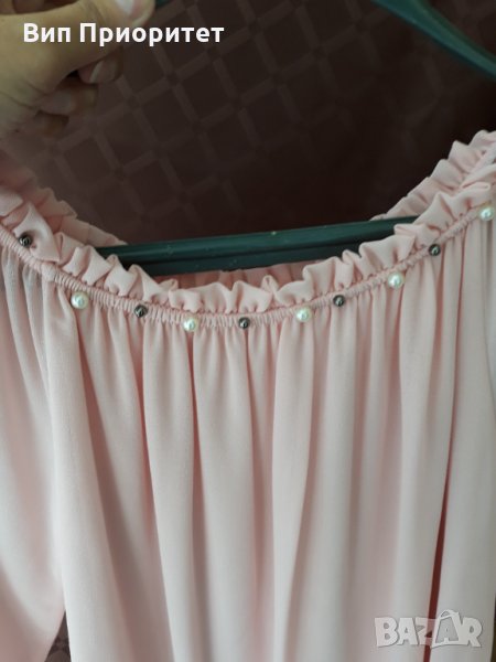 розова блуза с перли, снимка 1