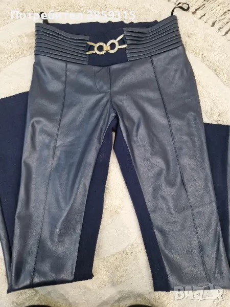 Lucy Fashion - спортно-елегантен панталон, размер S (от еко кожа и плат), снимка 1