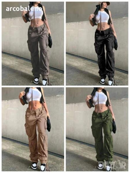 Дамски прави свободни широки ретро панталони Daddy Cargo, 4цвята , снимка 1