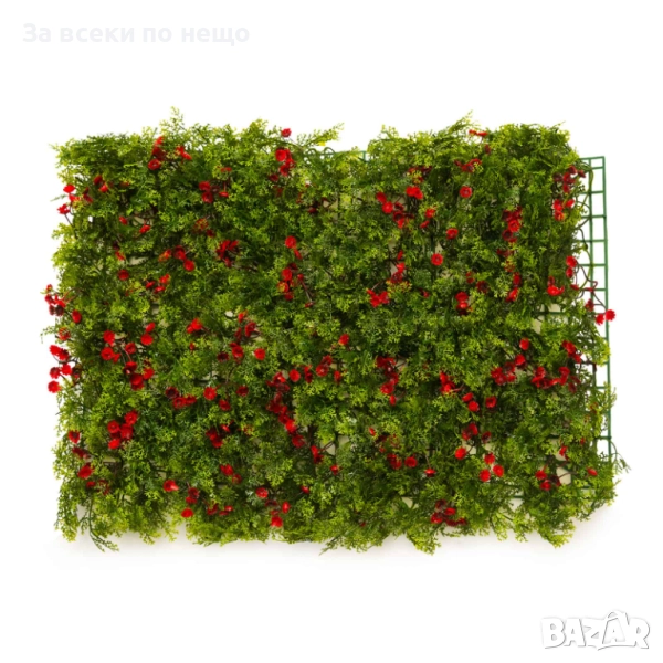 Зелено пано за стена с червени цветчета, 40*60см Код P1262, снимка 1