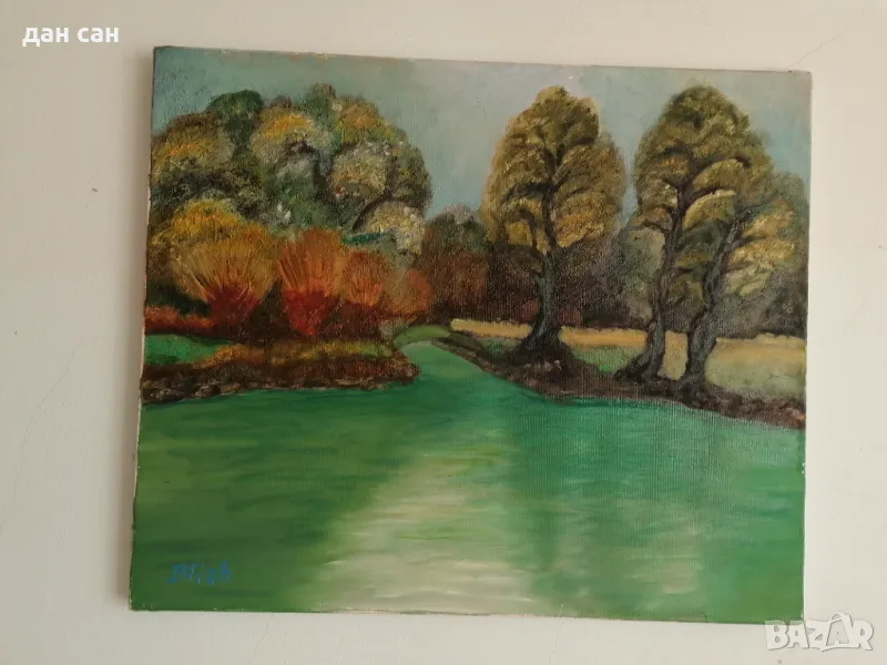 маслена картина пейзаж датиран подпис Франция , снимка 1