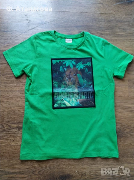 Страхотна детска тениска апликация тигър размер 128-134, 8-9г., като нова, снимка 1