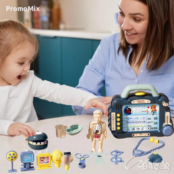 Детски медицински комплект в куфарче Doctor 6906 blue 36 части Детски лекарски комплект Син, снимка 1