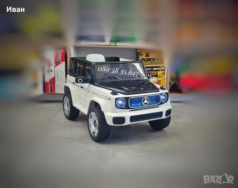 ТОП ЦЕНА!НОВО!Акумулаторен джип Mercedes EQG с 12Vбатерия,EVA гуми,USB,кожена седалка , снимка 1