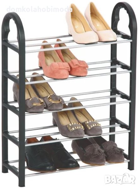 Етажерка за обувки с 4 рафта, Метал и пластмаса,  63x18.5x66 см,, снимка 1