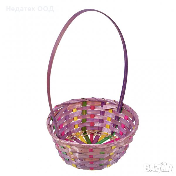 Великденска декорация, Плетена кошница, Лилава/ многоцветна, 22x38 см, снимка 1