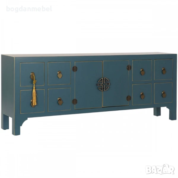 ТВ шкаф DKD Home Decor Ела Тъмно синьо Дървен MDF 130 x 24 x 51 cm, снимка 1