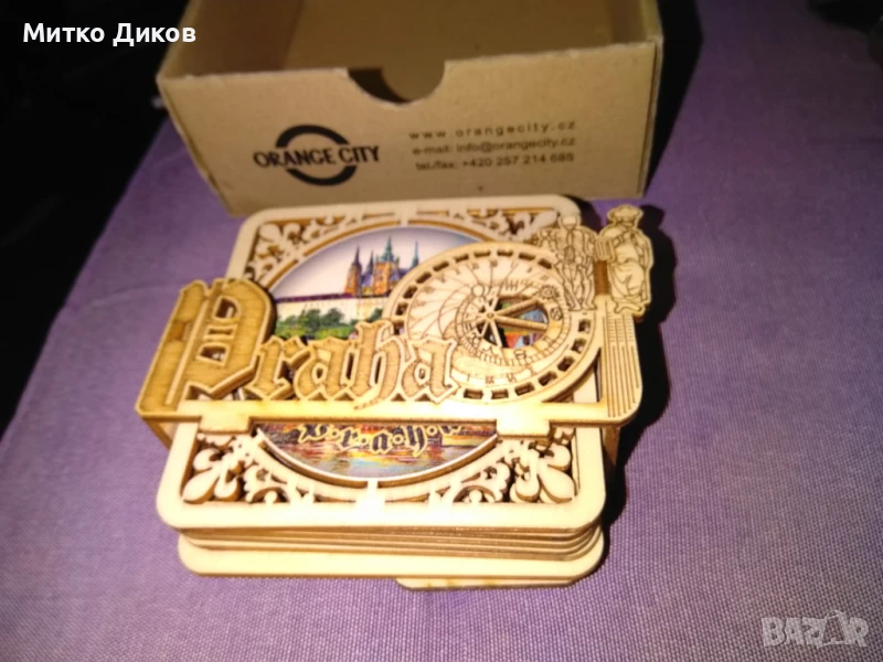 Дървени подложки за бира нови 6 броя с изгледи от Прага, снимка 1