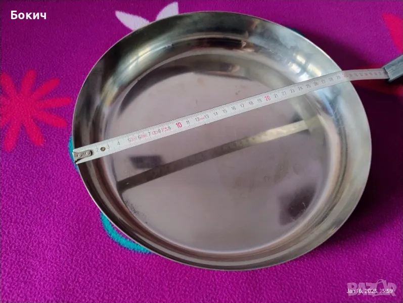 Запазена тава от инокс, диаметър ф28 см, дълбока 6 см, снимка 1
