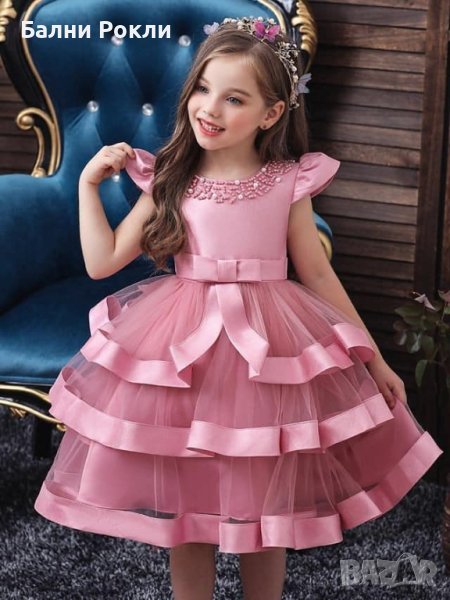Детска официална рокля в лилаво, снимка 1
