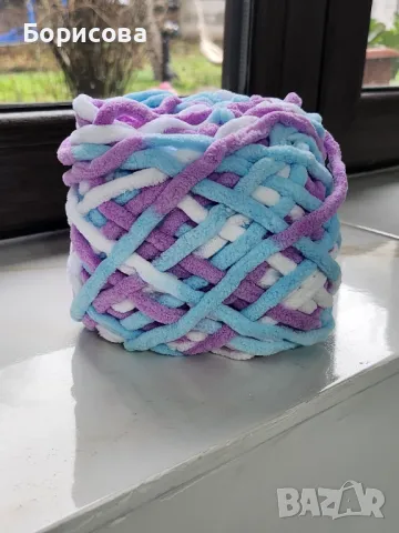 Плюшена прежда  меланж, снимка 4 - Други - 48176576