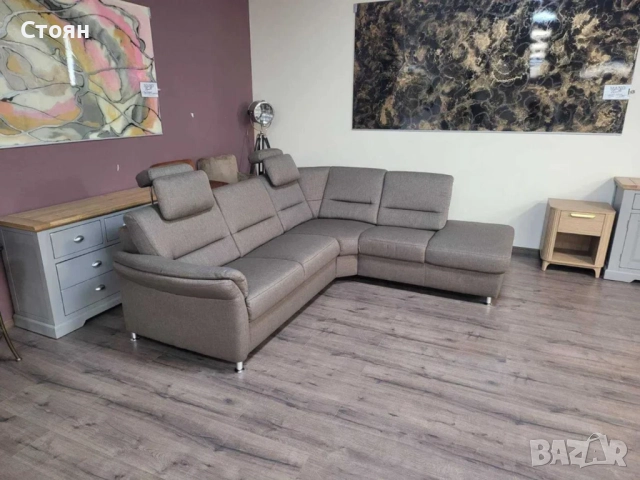 ПРОМОЦИЯ!!!Светло кафяв ъглов диван от плат