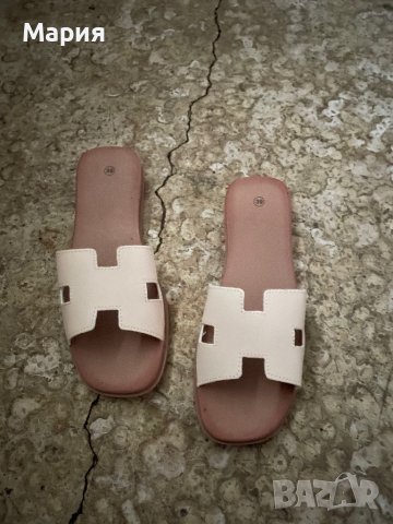 Дамски чехли HERMES бежови, снимка 1